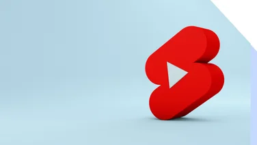 Blue background with 3D YouTube Shorts logo