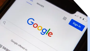 Mobile device showing Google search homepage