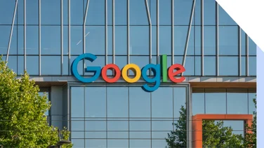 Google logo on a glass building