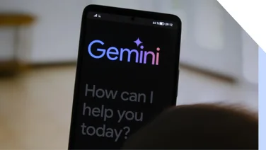 Mobile device showing Google Gemini logo and intro