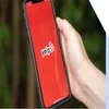 Hand holding cellphone showing Yelp logo