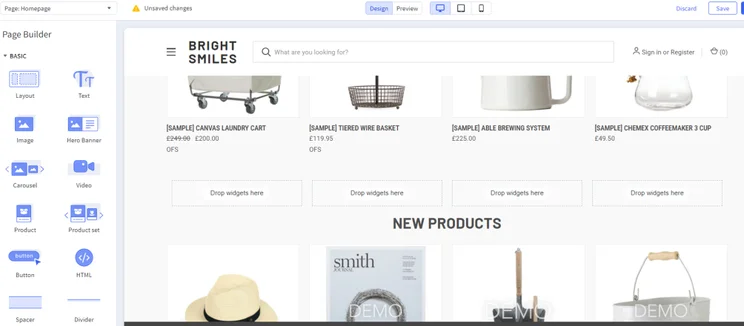 Bigcommerce editor products page
