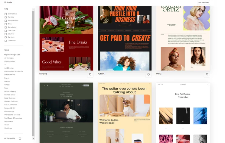 6 squarespace templates