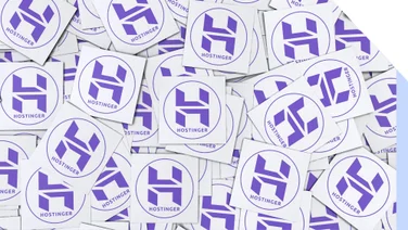 Pile of paper with Hostinger's logo on each square