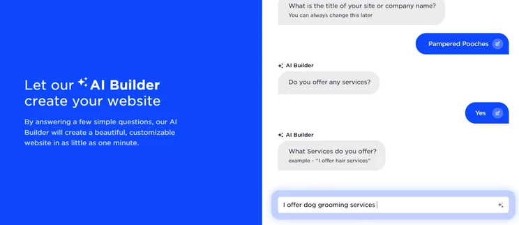 Web.com's AI Builder questions