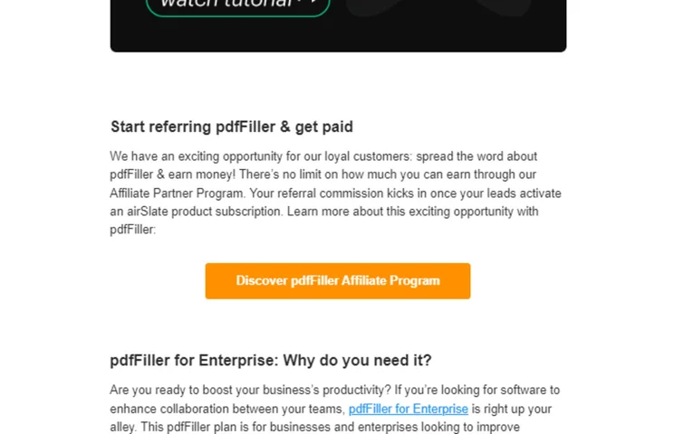 screenshot of email heading encouraging readers to start referring and get paid