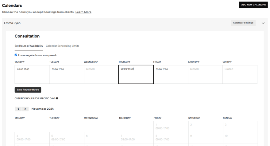 Acuity scheduling availability calendar view