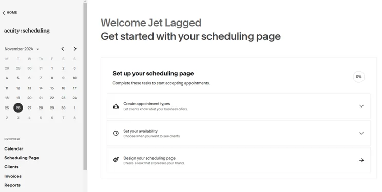 Acuity scheduling dashboard