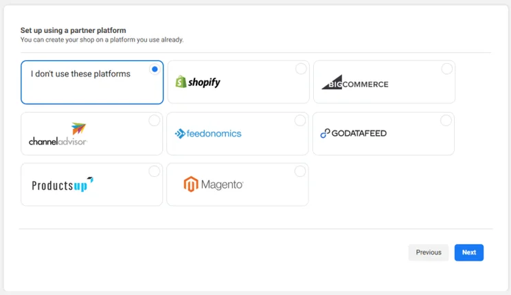 Instagram shopping partner platforms