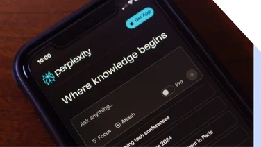 Mobile showing Perplexity search engine