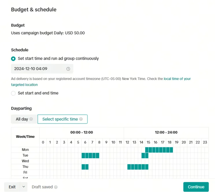 tiktok ad schedule