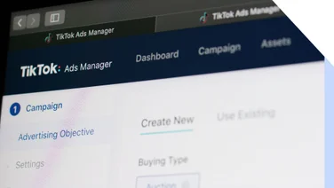 TikTok ads manager on desktop screen