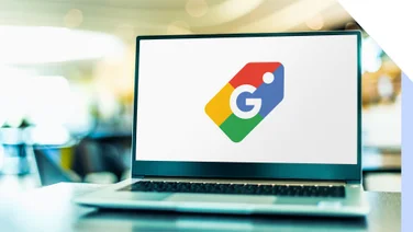 Google Shopping logo on laptop screen