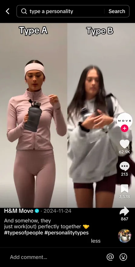 H&M TikTok video comparing two outfits