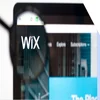 Magnified look at the Wix logo on its website homepage
