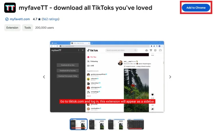 screenshot of myfavett chrome extension