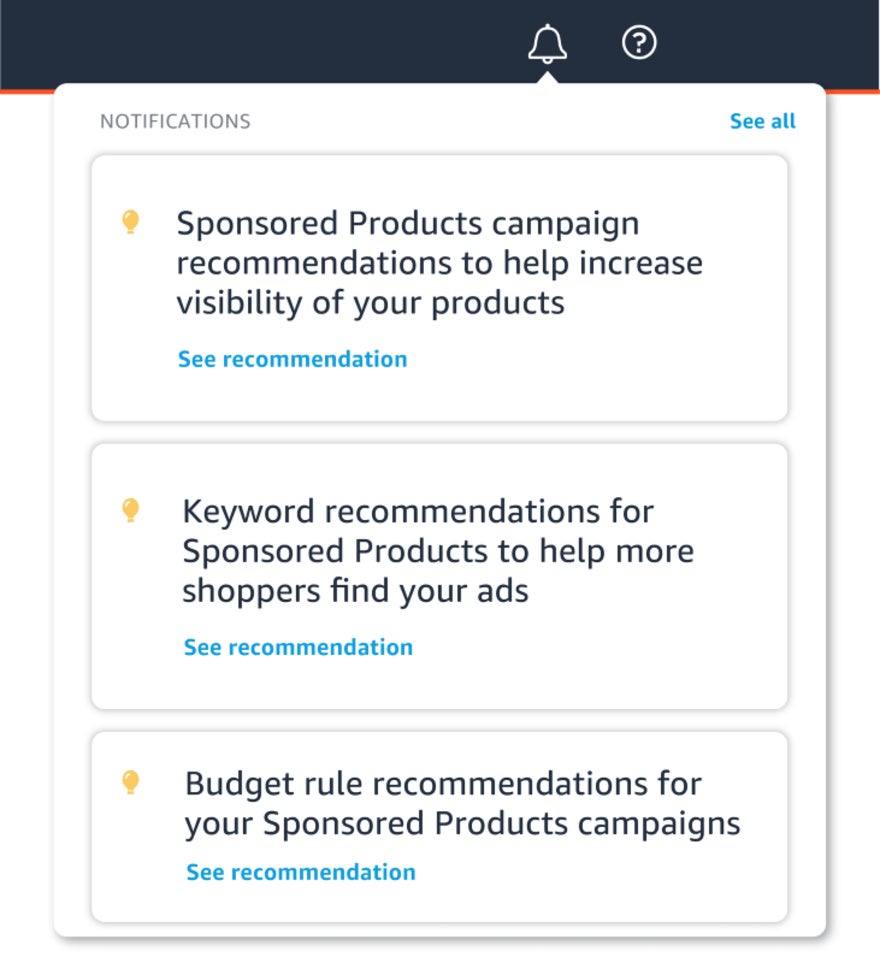 Three sponsored product recommendation notifications