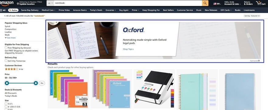 Amazon sponsored brand ad example