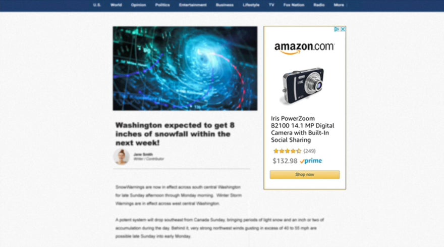 Amazon ad for a digital camera on an external website