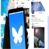 A phone with the Bluesky logo on the screen