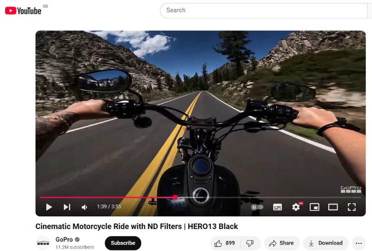 Screenshot of a video on the GoPro YouTube channel