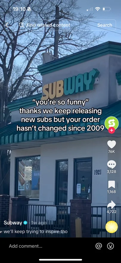 Subway TikTok video
