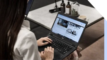 Woman working on a laptop