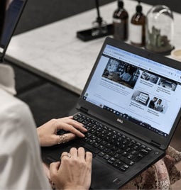 Woman working on a laptop