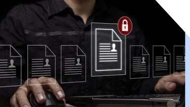 man using mouse to scross between pages with an icon of a locked page overlayed