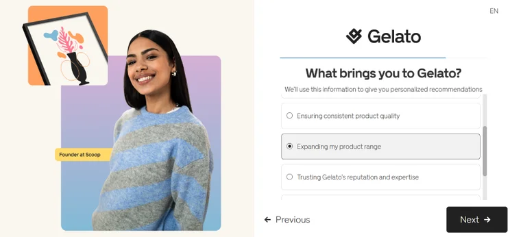 Gelato signup form