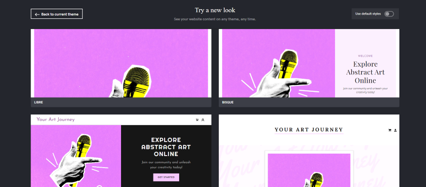 GoDaddy Membership Page Change Themes Different website designs to chose from in the GoDaddy editor