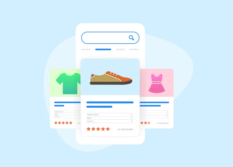 Graphic showing vague product listings in Google search