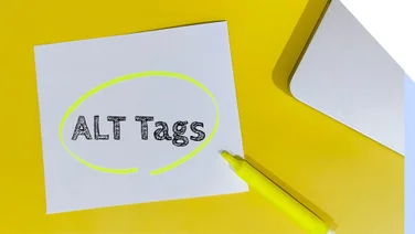 white paper with the words "alt tags" highlighted in yellow marker