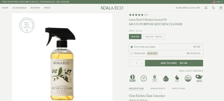 Koala Eco kitchen cleaner product page