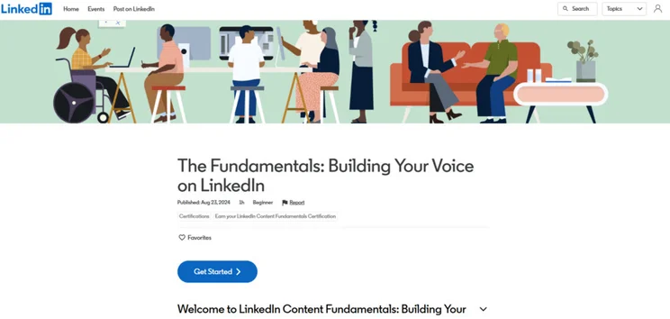 LinkedIn course homepage