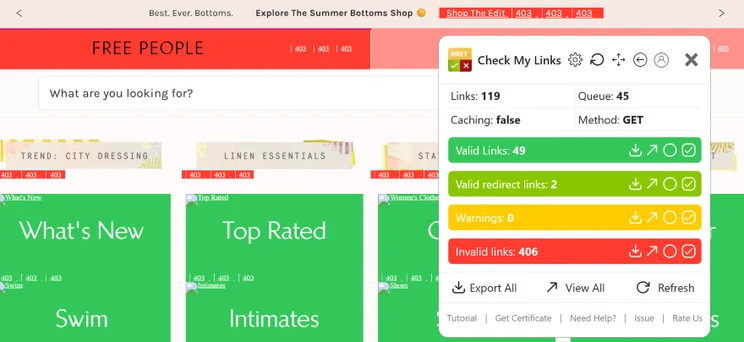 Screenshot of a Chrome extension pop-up highlighting links on a webpage