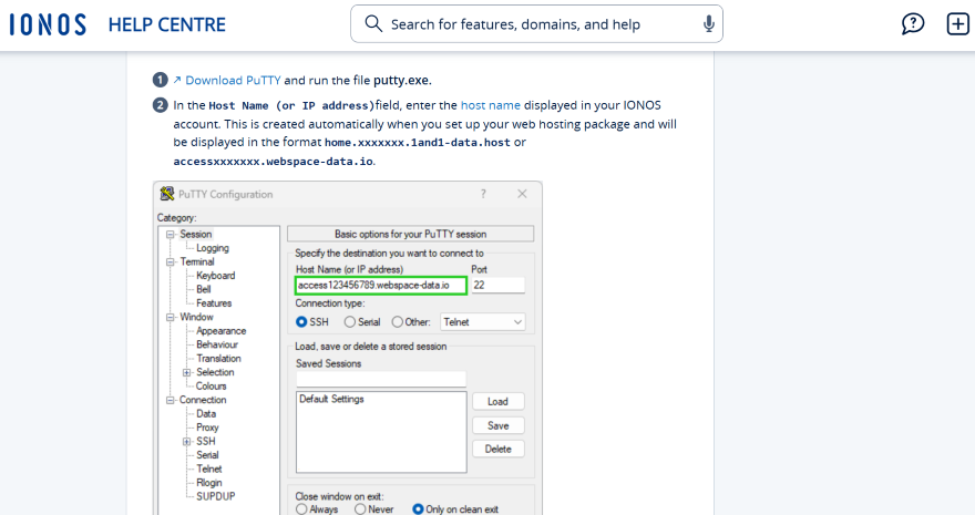 IONOS Directory Protection Tutorial Screenshot of a tutorial with example code on screen from the IONOS Help Center