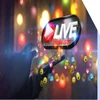 hand tapping phone with large graphic of emojis and the words live streaming