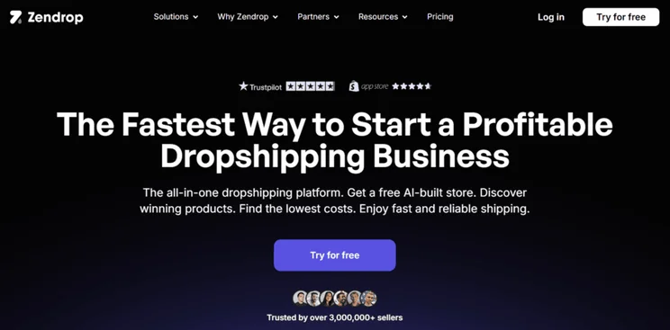 Zendrop dropshipping homepage