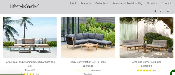 LifestyleGarden category page for outdoor sofas