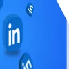 linkedin logos floating in front of a matching blue background