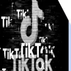 Fragmented TikTok logo against a black background