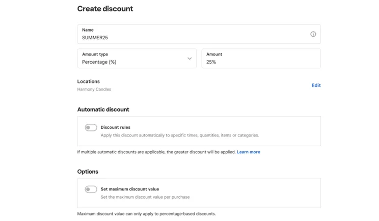 Setting up a discount with Square
