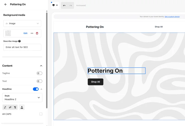 Square website editor