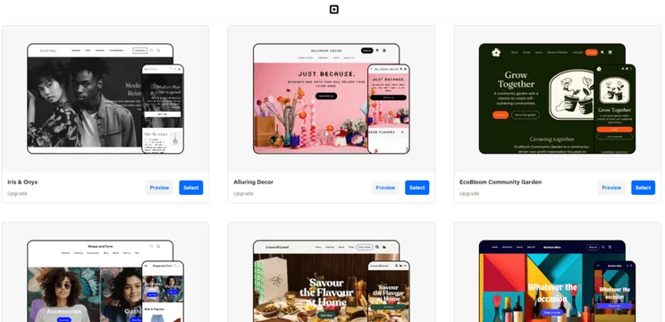 Square website theme library