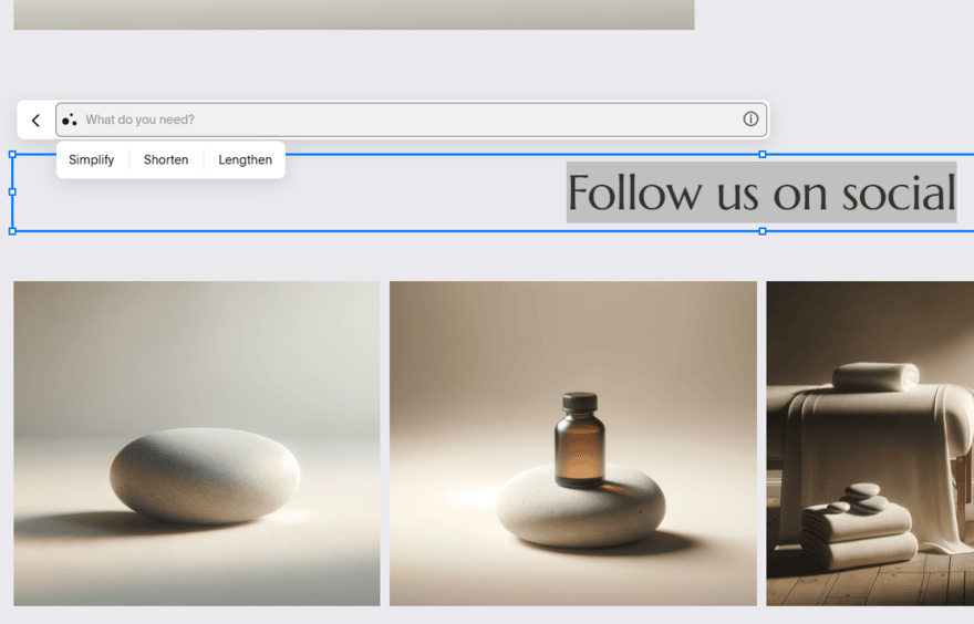 Squarespace AI text Squarespace AI tool offering support with text creation
