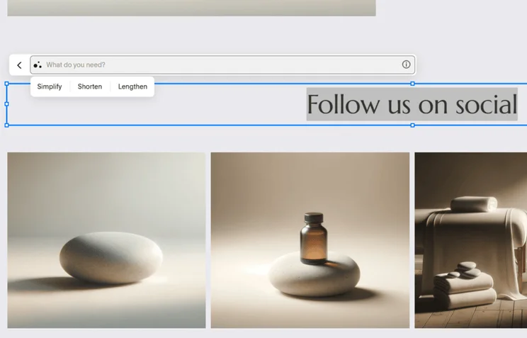 Squarespace AI tool offering support with text creation