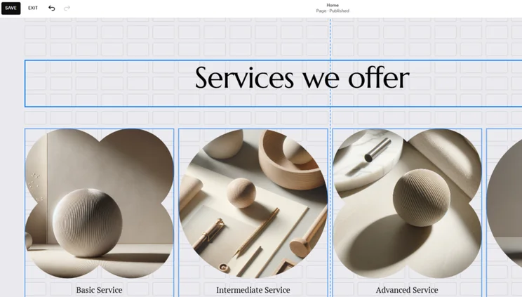 Dragging a text box within Squarespace's website editor