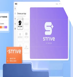 Wix AI logo maker promotional images showing the different design stages