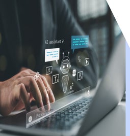 AI website tools floating above a laptop